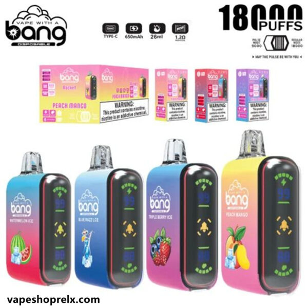 Bang Rocket 18000口一次性電子煙/拋棄式霧化棒 全新側面顯示/口味豐富/可充電電子煙:圖片 4