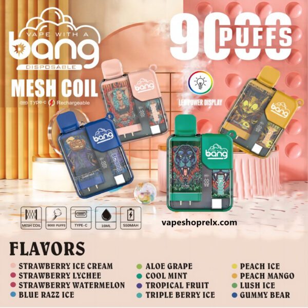 Bang BOX 9000 Puffs 拋棄式電子煙/一次性霧化棒/炫彩外觀/LED顯示 台灣電子煙批發:圖片 2