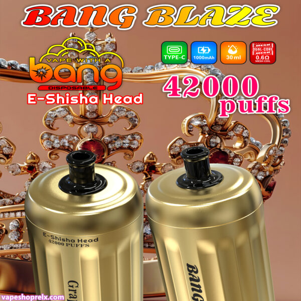 Bang E-Shisha 42000 Puffs 拋棄式電子煙 電子水煙頭 一次性霧化棒 金色設計 台灣電子煙批發:圖片 3