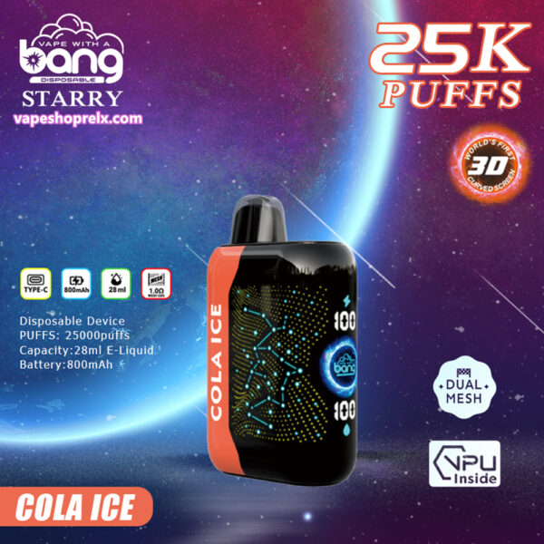 Bang Starry 25000 Puffs拋棄式電子煙 星空風味霧化棒 全新3D曲面屏幕 歐美爆款:圖片 3