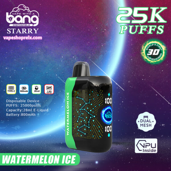 Bang Starry 25000 Puffs拋棄式電子煙 星空風味霧化棒 全新3D曲面屏幕 歐美爆款:圖片 4