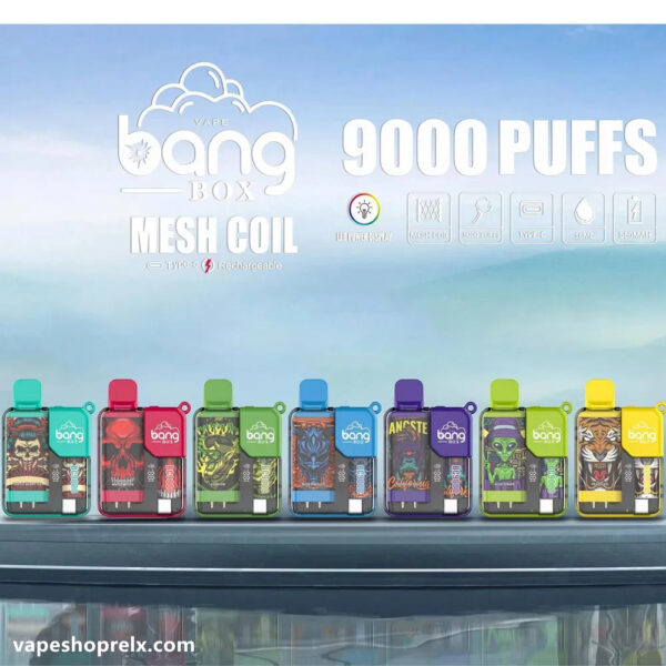 Bang BOX 9000 Puffs 拋棄式電子煙/一次性霧化棒/炫彩外觀/LED顯示 台灣電子煙批發